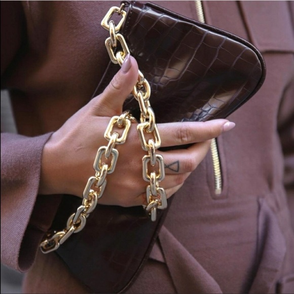 Zara Burgundy Brown Fall Chain Strap Animal Embossed Shoulder Bag - Picture 6 of 15